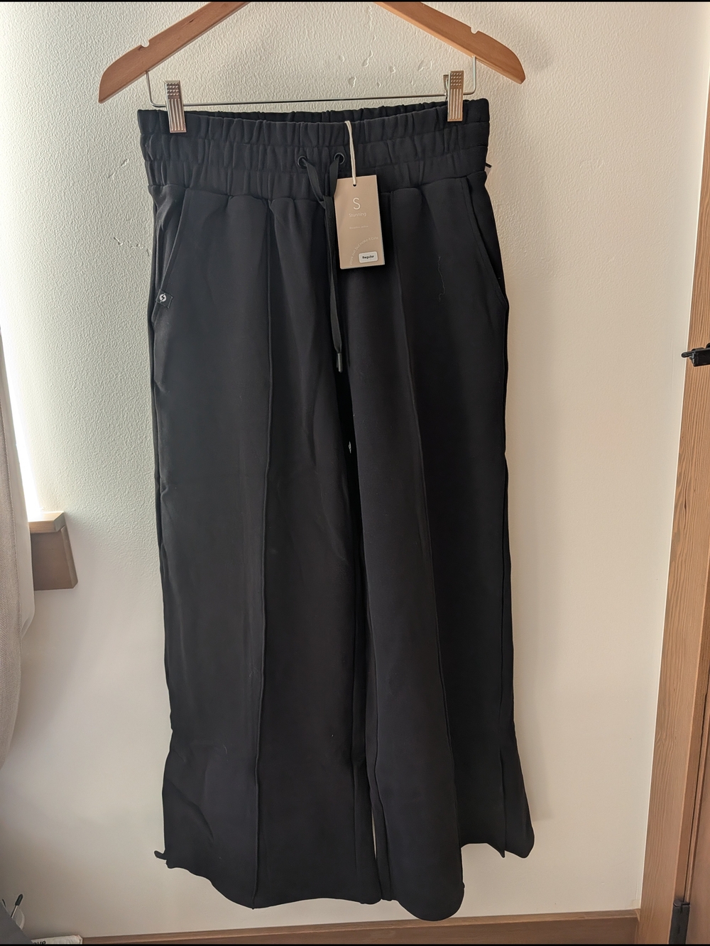 POPFLEX Black Wide-Leg Drawstring Joggers